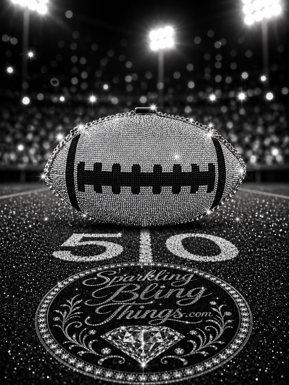 NWT Football Clutch Purse Sparkling Bling Crystal Rhinestone Bag Super Bowl - Picture 14 of 15